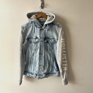 Worn Once!  Hollister Epic Flex Denim Jeans Jacket With Hood Mens